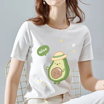  Albe de vara Femei T-shirt All-meci Moda Strazii Doamnelor Tee Kawaii Desene animate Avocado Model de Serie cu Maneci Scurte Topuri Haine