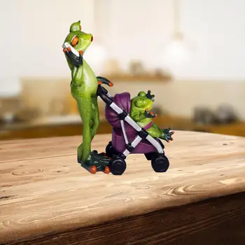  Amuzant Rășină Mami Cărucior Figurina Broasca Desktop Grădină Cu Gazon, Cu Decoratiuni