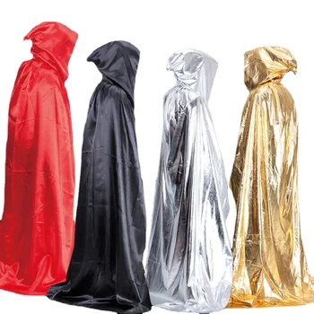  Aur, Argint Roșu Negru Femei Bărbați Adulți Medieval Vampir, Vrăjitoare, Fantome Petrecere Costum Aspect De Piele De Halloween Pelerină Lungă Mantie Cu Glugă