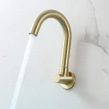  Aur perie de alamă singură rece robinet de bucătărie perete aur înghețat de frig perete robinet unică rece chiuveta de robinet baie mop rece de la robinet