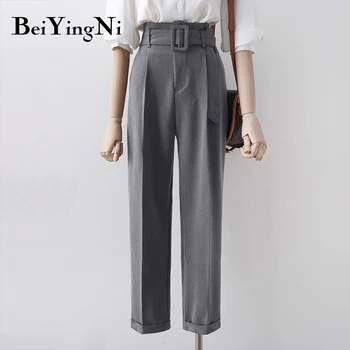  Beiyingni 2022 Moda coreeană Femeie Costume Pantaloni Slim Vintage Strada Agrement Sertizare Pantaloni Harem de sex Feminin Centura Chic Pantalones