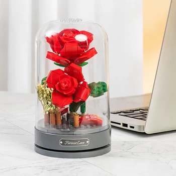  Blocuri de Flori Caseta de Muzică Nemuritoare Floare Model de Instalație de Decorare DIY Cadou de Ziua Îndrăgostiților Romantic de Flori Cărămizi de Jucărie