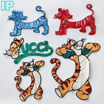  Broderie tigru patch-uri brodate leu insigne,desene animate scrisoare aplici animale tigri patch-uri pentru haine DIY accesorii WF2283.