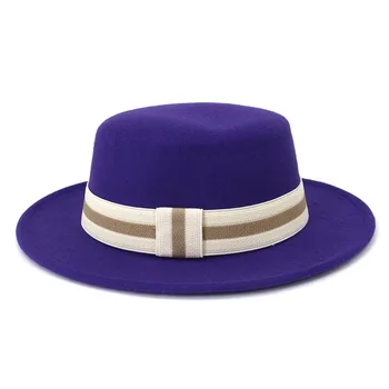  Bărbați și Femei Europene și Americane de Moda de Mare Brim Fedora Pălărie Toamna și Iarna Britanic de Lână Plat Pălărie de Top