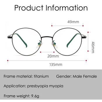  Cadru Rotund Personalizat Ochelari Baza De Prescriptie Medicala Multifocală Progresivă Fotocromatică Ochelari De Citit Bărbați Femei Titan Miopie Ochelari De Vedere