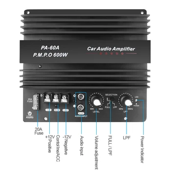  Cald 12V 600W Difuzor Subwoofer Bass Module Accesorii Car Audio Mono Canal Durabil Fara Amplificator de Mare Putere de Bord PA-60A