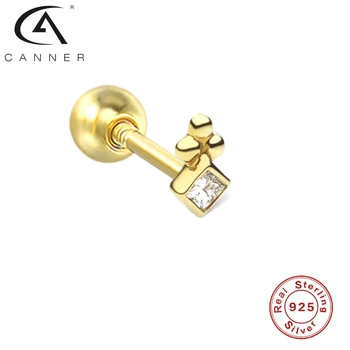  CANNER Geometrice Foraj Puncție Cercei Stud Pentru Femei Argint 925 Cartilajului Helix Puncție Cercei Bijuterii Fine