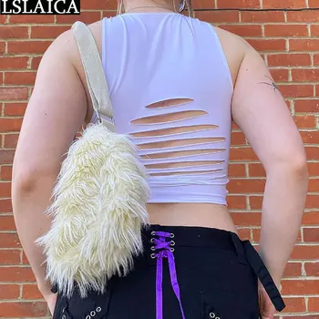 Casual Rezervor De Top Pentru Femei De Vară Fără Mâneci Tubulare Sexy Solid Crop Top De Moda Streetwear Pantaloni Scurti Doamnelor Tricou Dropshipping