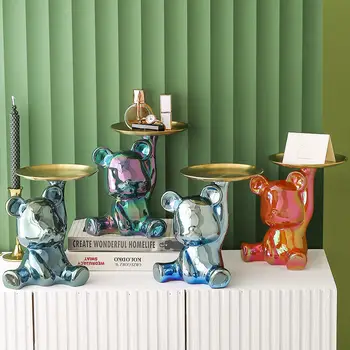  Ceramica Urs Figurina Tava De Stocare Nordic Decorative Pridvor Cheie Bomboane Container De Depozitare In Miniatura, Ornament Camera De Zi Decor Acasă
