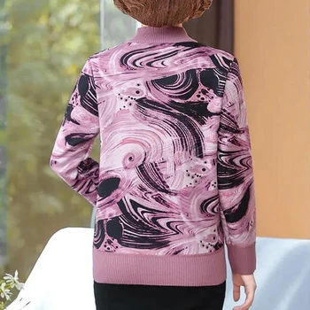  Chic de Imprimare Scurte de Iarna Plus Catifea tee pulover Femei Casual Îngroșa Cald Oversize T-Shirt Elegant mijloc de vârstă de Bază Topuri