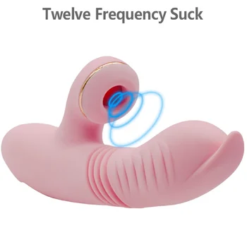  Clit Sucker Iepure Limba Lins Penis artificial Pizde Stimulator Silicon pentru Adulti Jucarii Sexuale Încălzire Telescopic Vibrator pentru Femei punctul G
