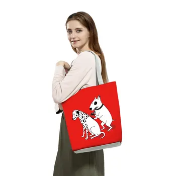  Culoare Pictura Amuzant Bull Terrier De Imprimare Pungi De Cumpărături Tote Femeile Geanta Casual Școală Călătoresc Geanta De Umar Model Personalizat