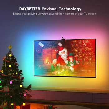  DAYBETTER RGBIC Wi-Fi gratuit, TV LED Backlight cu 1080P Camera de Sincronizare a Ecranului pentru 55-65 inch TV/PC Compatibil cu Alexa si Google