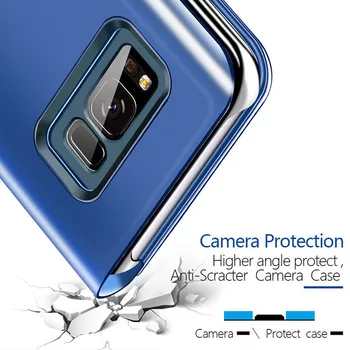  De lux Smart Mirror Caz Flip Pentru Samsung Galaxy S8 S9 Plus S10 S10E J4 J6 Plus A6 A7 A9 2018 5G de Protecție Capac de Telefon Fundas