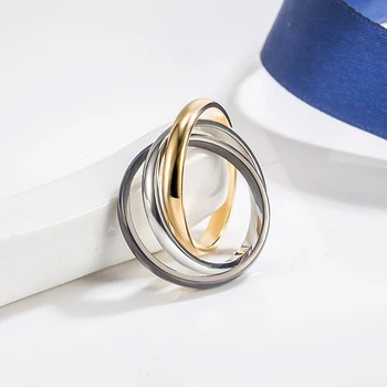  De înaltă calitate clasic Argint 925 trei inel de trei inel de culoare bărbați și femei de moda de lux de brand cuplu de bijuterii