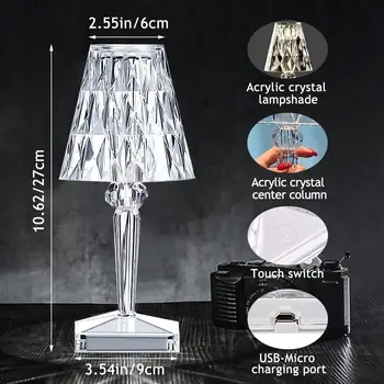  Diamant Lampa de Masa Led Ochi-de Protecție de Lectură Lampă de Cristal de Proiecție Lămpi de Birou USB Touch Senzor de Noapte Lumina de Crăciun Corpuri de Cadou