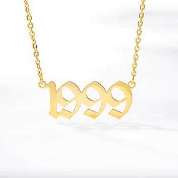  Din Oțel inoxidabil 1985-2020 Anul Nașterii Coliere pentru Femei Barbati Cravată Data Numărul Pandantiv Colier Bijuterii de O Cadou