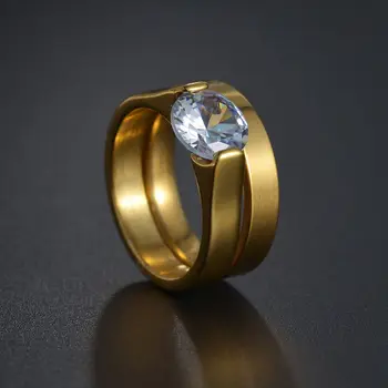  Din Oțel inoxidabil 6mm Cuplu Bling Ring Crystal Inele de Nunta pentru Cuplu de Aur Femei Bărbați Iubitori Inel Seturi de Bijuterii Cadou de Logodnă