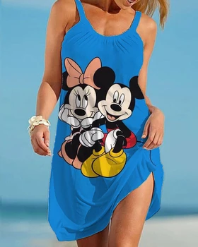  Disney Minnie Mickey Vara Femei Rochie De Plaja Sexy Costum De Baie Pe Plajă Feminin Acoperă-Up-Uri, Wrap Prosop Spate Deschis Sling Mini-Rochii De Plajă