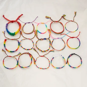  En-Gros Populare Curcubeu Bratara Handmade Impletit Lgbt Pride Gay Coarda De Mână Pentru Femei Barbati Câteva Bijuterii Prieteni Iubitori De Cadou