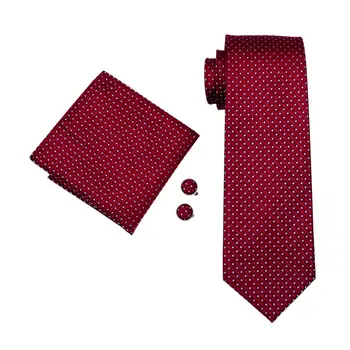  FA-709 Mens Cravată Roșie Geometrice Matase Jacquard Gât cravată Cravată Batista Butoni Set de Legături Pentru Oamenii de Afaceri, Petrecere de Nunta Transport Gratuit