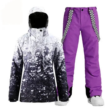  Femei Brand Zăpadă Uzură Costum de Sport în aer liber Costume Waterproof, Windproof Snowboarding Seturi de Jachete de Schi și Curea de Pantaloni Fete
