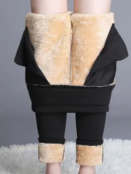  Femei Pantaloni Casual Fleece Căptușit Termice de Cald Îngroșa Catifea Tricotate pentru Drumeții Fata de Schi Gros Jambiere de Iarnă ouc087 aidayou