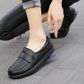  Femeile Asistenta Pantofi de Moda din Piele PU Alba Pantofi Confortabil Fund Gros Pernă de Aer Feminin Adidași Singur Pantofi Pantofi Plat