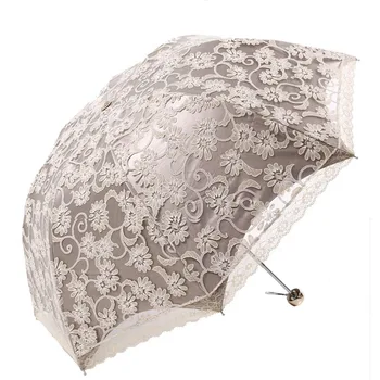  Femeile Soare, Ploaie, Umbrelă Elegant Printesa Dantelă Umbrelă de soare Umbrele Trei Pliere Umbrela Anti-UV Umbrelă de soare