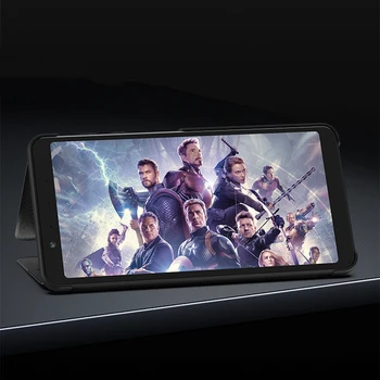  Fereastra de vizualizare Smart case pentru Samsung Galaxy A7 2018 A750 Cover Stand Piele Flip Caz de Telefon pentru Samsung S10 NOTA 9 8 A6 J6 J4 S8