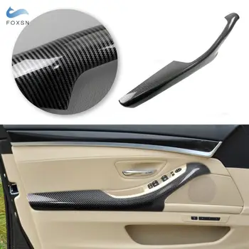  Fibra de Carbon Style Accesorii Auto Fața Ușii Șoferului Panou Cotiera Garnitura Capac Protector Pentru BMW Seria 5 F10 F18 2011-2017