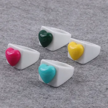  FishSheep Trendy Rășină Inima Inele Pentru Femei Coreene Creative Geometrice Colorate Pătrat Rotund Acrilice Inele 202 Cadouri Bijuterii