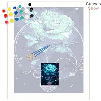  GATYZTORY Tablou De Numărul Crescut de Flori Diy Cadru Kituri HandPainted Arta de Desen Pe Panza Imagini De Numere Cadou Decor Acasă