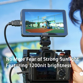  Godox GM6S 5.5 Inch IPS Camera Domeniul Monitor HD Ultra-Luminos Ecran Tactil 1200nit pentru Sony Nikon Canon DSLR