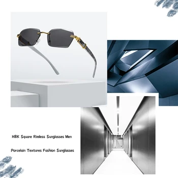  HBK Retro fără ramă Pătrată ochelari de Soare Pentru Barbati Ocean Limpede Gradient Poligon Fara rama Ochelari de Oameni Texturi Speciale pentru Femei ochelari de Soare