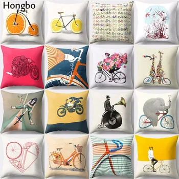 Hongbo 1 Buc Desene Animate Biciclete Biciclete De Imprimare De Pernă Pat Talie Cafe Pernele De Acoperire Pentru Masina Canapea Decor Acasă