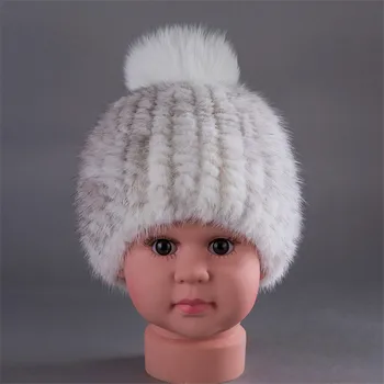  Iarna Copii Pălărie Nurca Reale Pompom Blană Minge Pufos Windproof Băieți Fete De Cald Capac