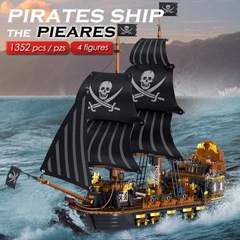  Idei Lumineze Mare Perla Neagra Corabie De Pirați Bloc Militar Piratii Din Garda Regală De Luptă Castel Barca Model Cărămizi De Jucărie