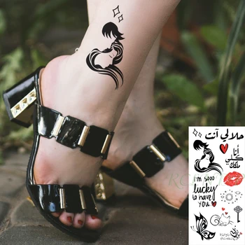  Impermeabil Tatuaj Temporar Autocolant Buze Sexy Fată arabă Pisica Drăguț Fluture Dulce Element Fals Tatuaj Flash Tatuaj pentru Femei Barbati