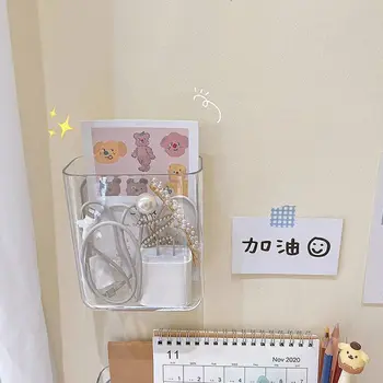  Japoneze Cutie de Depozitare Acril Transparent Papetărie Telefon Mobil Container Dormitor Student Gratuit-pumn Montat pe Perete Raft Suport