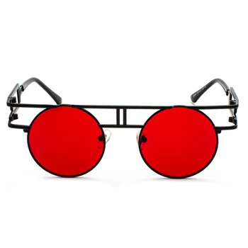  Kachawoo rotund gotic steampunk ochelari de soare vintage black red retro cadru de metal punk abur ochelari de soare accesorii pentru femei