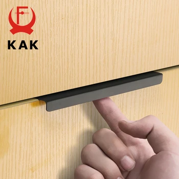  KAK 5 piese de Moda Negru Ascunse Cabinet Mânere din Aliaj de Aluminiu Dulap de Bucătărie Trage Butoane Sertar Mobilier Camera de Mânerul Ușii