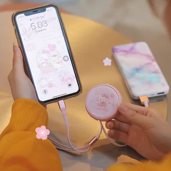  Kawaii Sanrio Accesorii Retractabil Cablu De Date Hello Kittys Cinnamoroll Frumusete Drăguț Iphone De Tip C 3-În-1 Rapid De Încărcare Cablu
