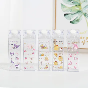 Kawaii Sanrioed Kuromi Kitty Melodia Mea Pătrat Cutie Lapte de Vară Merge Acasă Transparent Portabil Cutie de Suc Jucarii pentru Fete