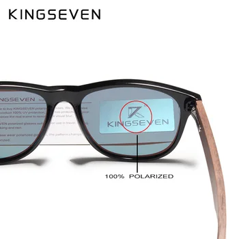  KINGSEVEN Nuc Negru ochelari de Soare din Lemn Polarizat ochelari de Soare Barbati Protectie UV Ochelari Cu Cutie de Lemn Oculos de sol