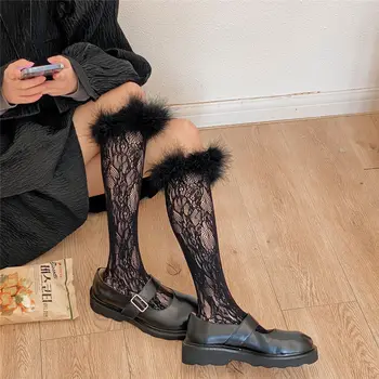  Lolita Fete Genunchi Șosete Stil Japonez Ochiurilor De Plasă Coapsa Inalta Ciorapi Șosete Lungi Femei Sexy Din Dantela Pana La Genunchi Șosete