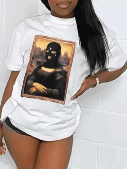  LW Bumbac Mascate Fata de Cifra de Imprimare T-shirt Modal de Bază Simplu Tee Fata O de Gât Tricou Tricou Casual Elastic Femei Imbracaminte
