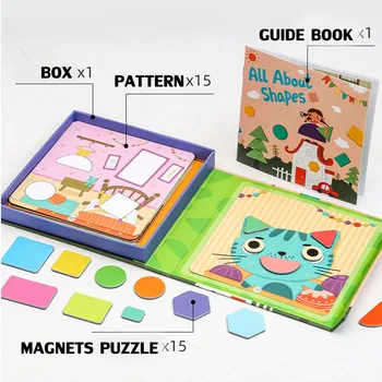  Magneți Puzzle Jucării Pentru Copii Montessori Materialele Geometrice Forma De Potrivire Jucării Educative Pentru Copii Tangram Magnetic