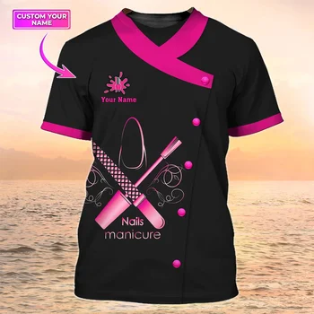  Mai nou Moda de Vara pentru Bărbați T-shirt Tehnician Unghii Personalizate cu Numele 3D Imprimate tricou Unisex Casual Unghiile Cămașă de Uniformă DW94