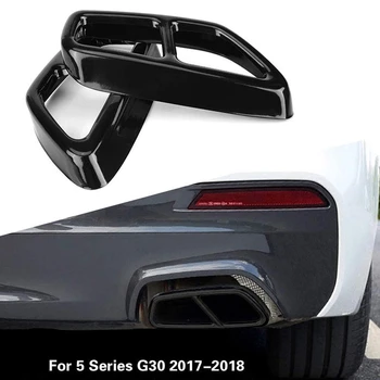  Mașini de Oțel Inoxidabil Negru de Eșapament țeavă de Eșapament Capac Ornamental pentru BMW Seria 5 G30 528Li 530Li 2017-2018